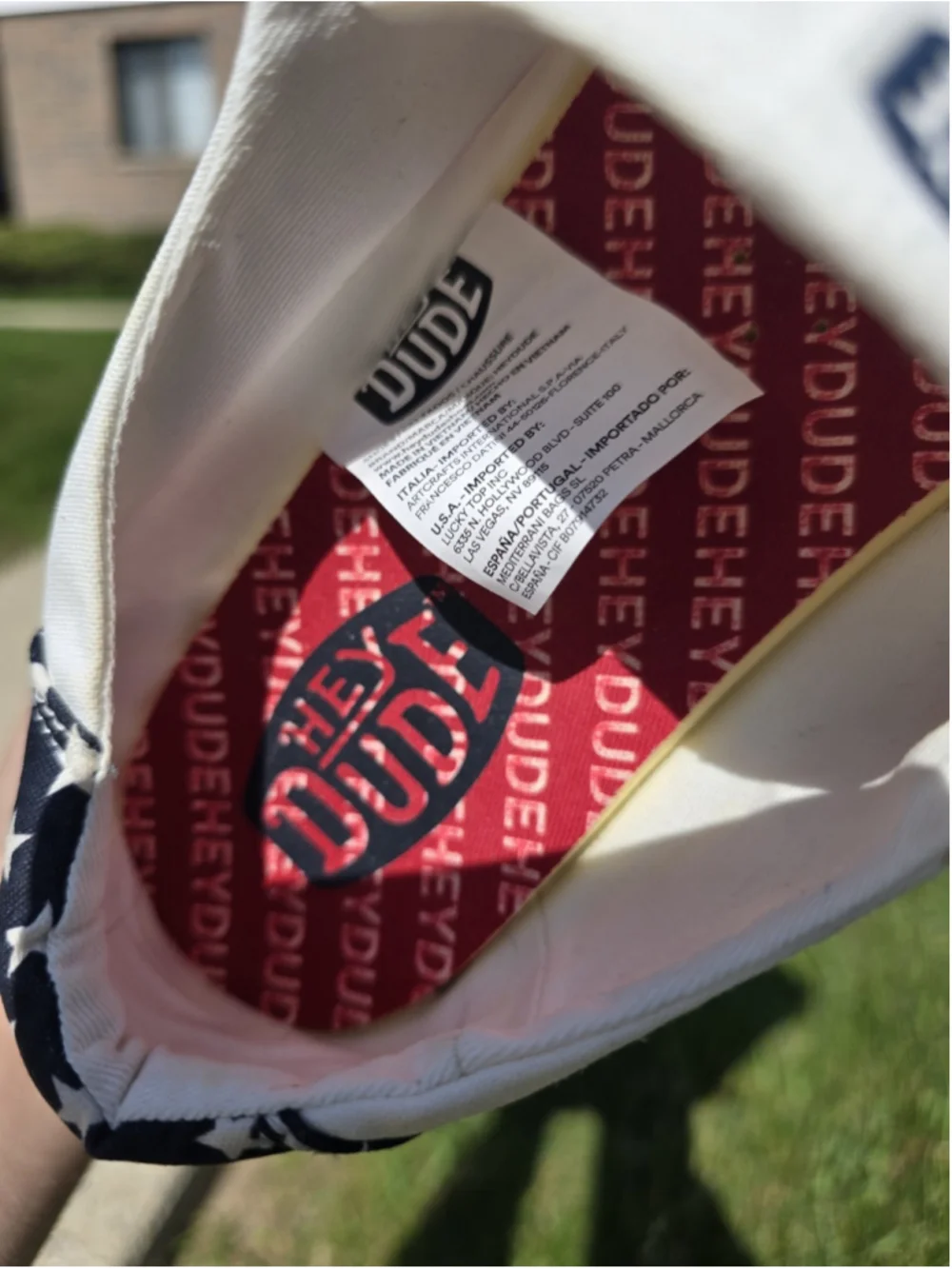 Hey Dude USA Flag Patriotic Slip On Shoes Woman's 11W Wide Excellent Condition